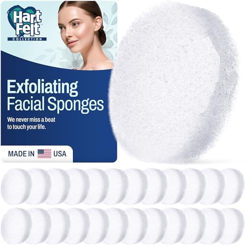 HartFelt Round Face Scrubber for Women | Reusable Facial Sponges for Daily Cleansing | Facial Exfoliating Pads for Removing Dead Skin, Dirt & Makeup | Use with Favorite Cream | Made in USA - 25 Count by HartFelt