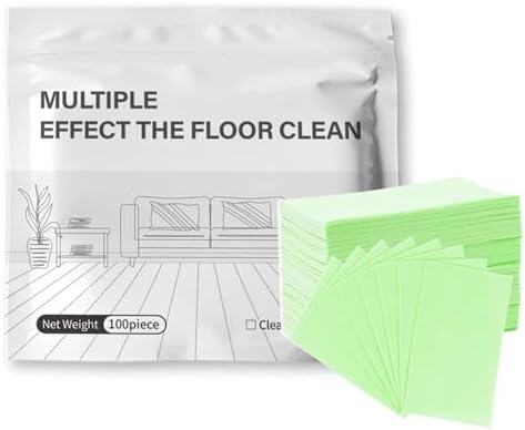 Multi-Surface Floor Cleaning Tablets, Multiple Floor Cleaner 100 Piece Multi Effect Clean Quick Shine Cleaner Sheets, Dissolvable Efficient Care Agents for Mopping Hardwood(Green -100pcs) by Unknown