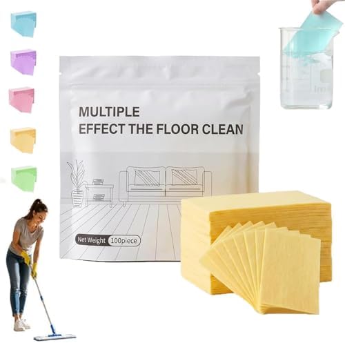 Ivovex Floor Cleaning Sheets,100 Pieces Multi-Effect Floor Cleaning Tablets (Yellow) by Casiab