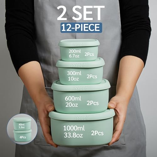 ISSEVE 12Pcs/Set Nesting Silicone Food Storage Containers with Lids - Image 2