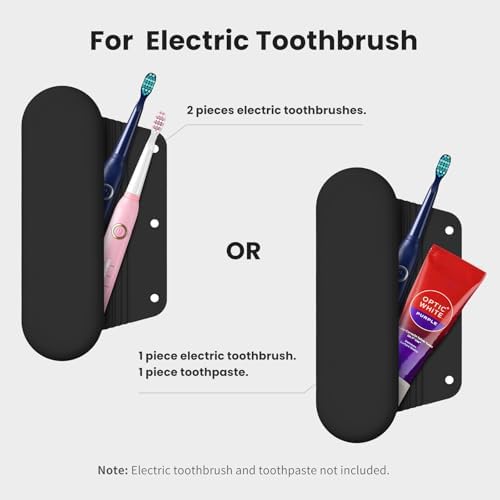 Silicone Electric Toothbrush Travel Case, Manual Toothbrush Travel Cover for Men and Women,Toothbrush Holder for Travel,Gym and More, Fits Most Manual and Electric Toothbrushes - Black - Image 2