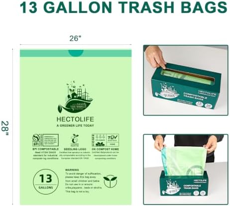 13 Gallon 100 Count Compostable Trash Bags with Home - Image 2