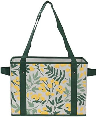Reusable Grocery Bags Set Shopping Box with Reinforced Bottom Heavy Duty Premium Collapsible Foldable with Long Handles Storage Boxes Eco Friendly Bins Cubes Spring (Set of 3) - Image 5