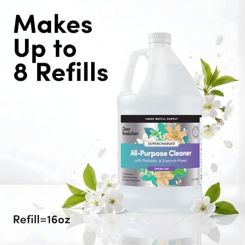 Clean Revolution SuperCharged All Purpose Cleaner Refill with Smart Probiotic + Enzyme Complex, Multi-Surface Kitchen Bathroom & Floor Cleaner, Spring Air, 128 Fl Oz - Image 3
