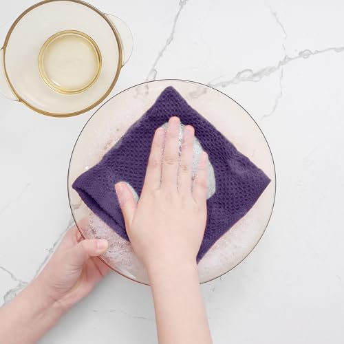 Homaxy 100% Cotton Waffle Weave Kitchen Dish Cloths 6-Pack, Eggplant - Image 4