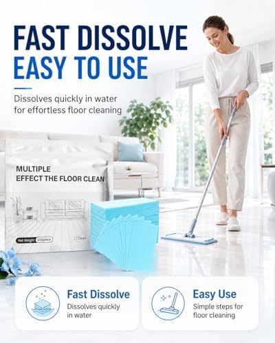 Multi Effect Floor Clean Tablets Cleaning Tables Mopping Cleaner Multiple Tablet Surface Wood Hardwood Sheets Sheet Floors Effects Multipurpose Extra Thick Pack Tables Concentrated(Yellow100pcs) - Image 5