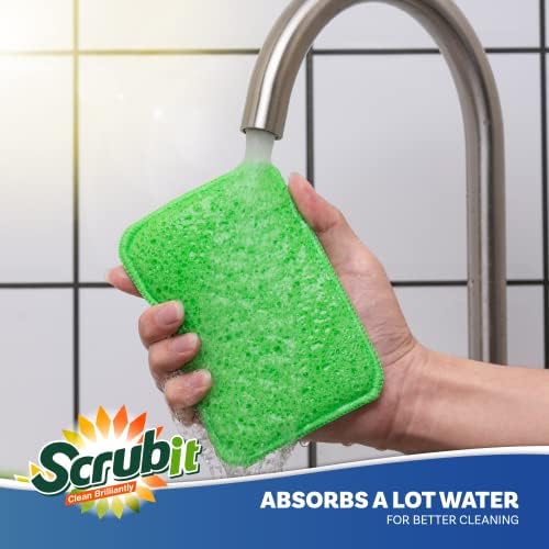 SCRUBIT - [12 Pack] Scrub and Wipe Cleaning Pads – Dual Sided Scouring Pad and Dish Sponge -Reusable Kitchen Sponge for Pots, Pans Utensils & Non-Stick Cookware - Assorted Color Dishwashing sponges - Image 7