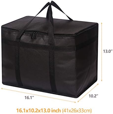 DIOMMELL XL Insulated Reusable Grocery Bags with Sturdy Zipper Reinforced Bottom & Handles, Foldable Washable Heavy Duty Cooler Totes for Hot or Cold Food Delivery, Groceries, Travel, Shopping - Image 2
