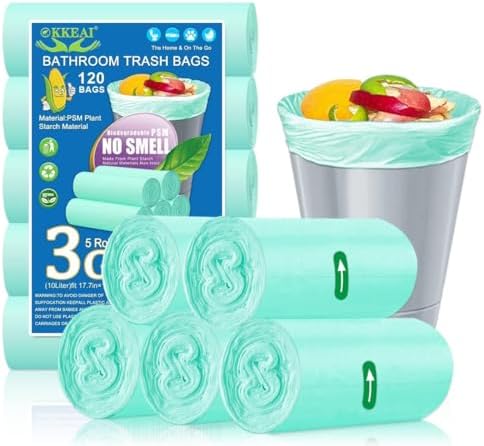OKKEAI Small Trash Bags 3 Gallon, Light Green Wastebasket Liners, 120 Count by SmallTrashBags
