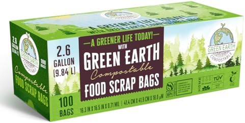 Green Earth Compostable Small Kitchen Food Scrap Trash Bags, Compost Bin Compatible, 2.6 Gallon, 10 Liter, 300-Count, Extra Thick 0.71 Mil, ASTM D6400, BPI (US) & OK Compost Home (EU) Certified - Image 3