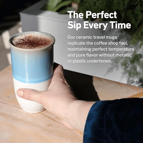 NOVA CERAMICS Travel Coffee Tumbler – Travel Mug - On the Go Coffee Mug – Microwave & Dishwasher Safe Green CoffeeTumbler - Gifts For Women Men Him Her – 16oz – Lagoon - Image 4