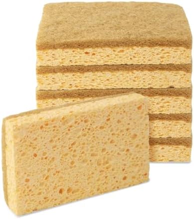 Joeji’s Eco Washing Up Sponges – 6 Pack Reusable Natural Cellulose Kitchen Sponges with Sisal Scourer – Biodegradable, Plastic-Free Dish Sponges for Washing Up, Eco Friendly Cleaning Products by joeji%27s+Kitchen