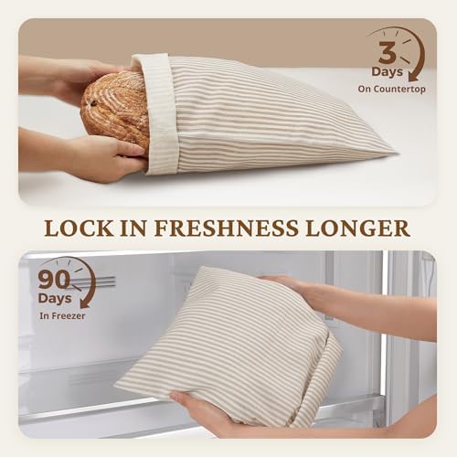 BRONYPRO Beeswax Bread Bags for Homemade Bread Sourdough, 2 Pack Reusable Sourdough Bread Bags with Zipper, Organic Beeswax & Linen Bread Storage, Eco-friendly & Long-latsing,Large 17x12.6in,Beige - Image 5