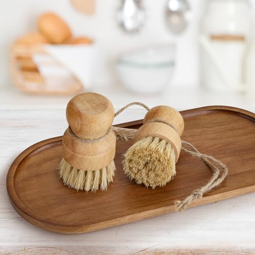 12 Pcs Bamboo Dish Brush, Wooden Bamboo, Sisal Bristles - Image 5