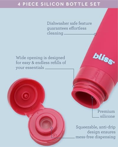 Bliss Travel Bottles Set TSA Approved Leak-Free Refillable Toiletries - Image 4