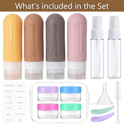 16pack Travel Bottles for Toiletries, TSA Approved LeakProof Squeezable Silicone Toiletry Containers for Shampoo, Conditioner, 3oz Portable Refillable Traveling Size Liquid Containers (16Pcs/Apricot) - Image 2