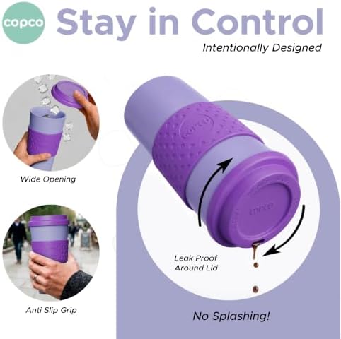 Copco Acadia 16oz Travel Mug, Set of 4 - Double Wall, Green & Purple - Image 5