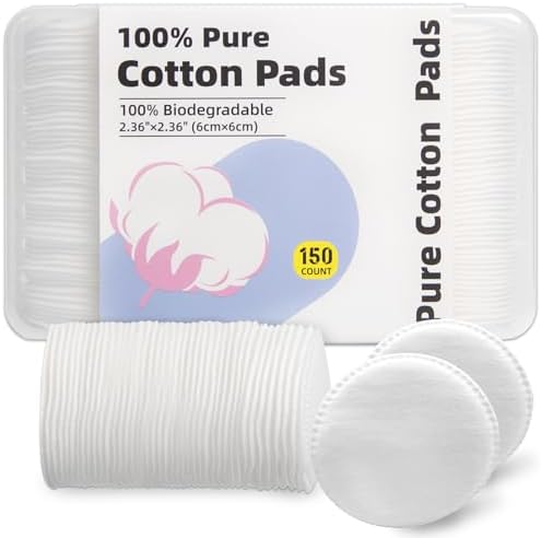 Boxed 100% Cotton Rounds for Face (150), Dual-Texture, Soft, Lint-Free Makeup Remover Pads, Hypoallergenic, Highly Absorbent by CREATEHEALTHCREATEBEAUTY