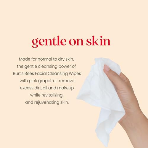 Burt's Bees Pink Grapefruit Face Wipes, for All Skin Types, Hydrating Makeup Remover & Facial Cleansing Towelettes, 90 Count (Pack of 6) - Image 5