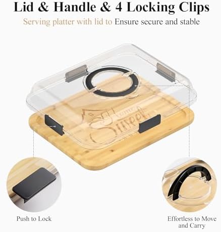 Portable Bamboo Charcuterie Board with Lid, Engraved Home Print - Image 3