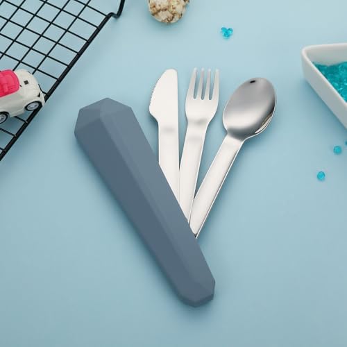 DEVICO Utensils for Lunch Box, 4Pcs Travel Silverware Set with Case, Blue - Image 3