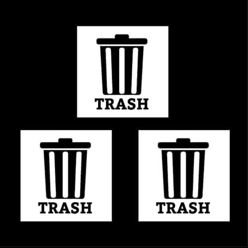 Trash Recycle Compost Stickers Set of 3 Recycle Sticker Vinyl Decal for Recycle Bin, Compost Bin, Trash Can Symbol to Organize Garbage containers Trash Can (Trash White, 5x5inch) by XTRAYXRAY