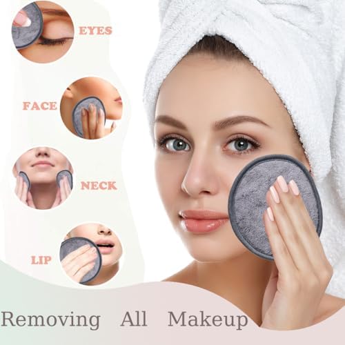 Large Reusable Makeup Remover Pads Face Cleaning Pad 5"x 5" Grey 24 Pack - Image 3