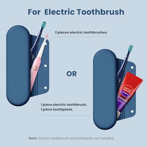 Silicone Electric Toothbrush Travel Case, Manual Toothbrush Travel Cover for Men and Women,Toothbrush Holder for Travel,Gym and More, Fits Most Manual and Electric Toothbrushes - Blue - Image 2