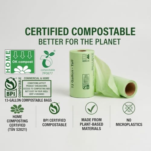OrangeBio 13 Gallon Compostable Trash Bags, 50 Count, BPI Home Certified - Image 5