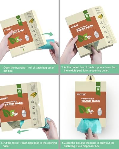 Small Compost Bags 1.2 Gallon 125 Count, AYOTEE Drawstring Mini Trash Bag, Strong Compostable Trash Bags Small Bathroom Trash Bags for Home Kitchen Office Fit 4.5-5 Liter Trash Can, 1-1.5 Gal - Image 6