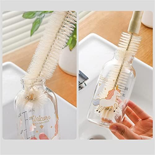 Natural Bristle Bottle Brush, Long Wooden Handle for Narrow - Image 3