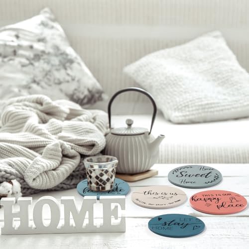 Queekay House Warming Gifts New Home Farmhouse Coasters Set of 6, Peach - Image 5