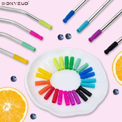 36PCS 12 Colors Food-Grade Metal Straws Reusable Silicone Tips,Only Fit Diameter 0.32In- 8mm Stainless Steel Straws, BPA Free, Eco-Friendly - Image 7
