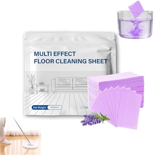 Floor Cleaner Sheets for Mopping, 100 Piece Floor Cleaning Tablets, Water-Soluble Deep Cleaning Formula, Multi Effect Suitable for All Floor Surfaces (Lavender — Purple) by Unknown