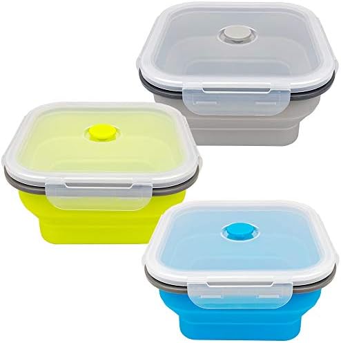 CARTINTS Large 1200ml Collapsible Bowls with Lids Silicone Camping Bowls, with Airtight Lids, Microwave and Freezer Safe, Set of 3 by CARTINTS
