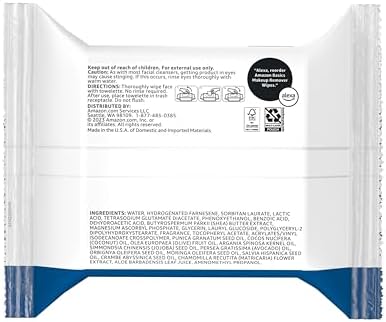 Amazon Basics Makeup Remover Wipes, Gentle Facial Cleansing, Dermatologist Tested, Original, Plant-Based, Alcohol-Free, Removes Waterproof Mascara, 25 Count, 1-Pack - Image 2