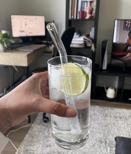 Piteno® 12Pcs Glass Straws with 4Pcs Brushes, 10''x10MM, Set of 6 Straight and 6 Bent with 4 Cleaning Brushes, Perfect for Smoothies, Milkshakes, Juice, Tea (Rainbow) - Image 4