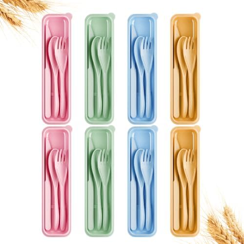 Quatish 8 Sets Travel Utensils Set with Case,Camping Utensils Multicolor by Quatish