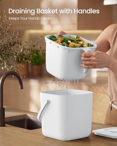 SONGMICS Compost Bin for Kitchen Counter, Plastic, 1-Gallon (4 L) - Image 5