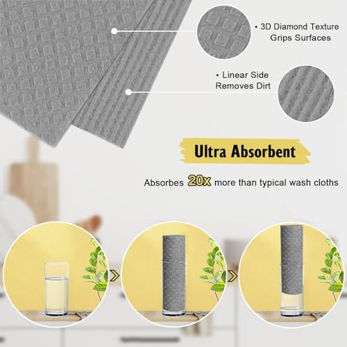 MoLKENE Swedish Dishcloths for Kitchen, 10 Pack Cellulose Sponge Cloths - Image 3