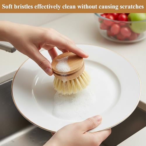 10 Pcs Bamboo Dish Brush Replacement Heads Wooden Washing Up-Brush Heads Bamboo Dish Scrubber Brush Kitchen Wood-Dish Scrubbers Washing Up Brush-Heads for Cleaning Kitchen Utensils - Image 7