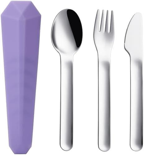 DEVICO Utensils for Lunch Box, 4Pcs Travel Silverware Set with Case, Purple by DEVICO