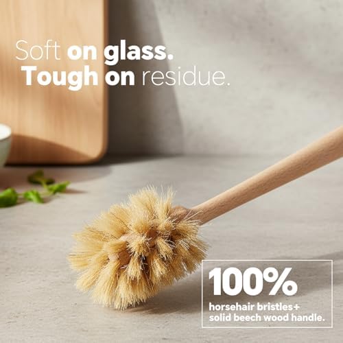 Wooden Dish Brush - Round Kitchen Scrub Brush for Pots, Pans & Cast Iron Skillets - Heavy Duty Vegetable Scrubber & Sink Cleaner (Natural Beech) - Image 5