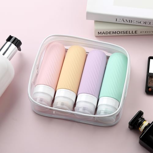 Mrsdry Travel Bottles for Toiletries, Tsa Approved 3oz Portable Travel Bottles, BPA Free Leak Proof Squeezable Silicone Travel Size Containers, Travel Accessories with Clear Toiletry Bag (4 Pack) - Image 7