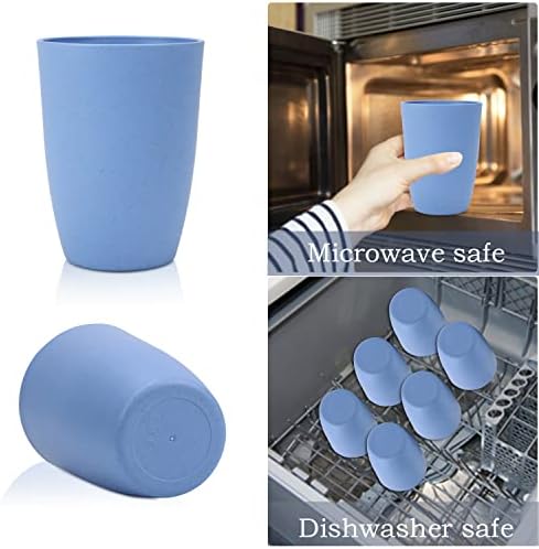 Wrova Wheat Straw Cups 6 PCS Good Alternative to Plastic Reusable Cups 20 oz Unbreakable Drinking Cup Reusable Dishwasher Safe Water Plastic Glasses Sky Blue - Image 4