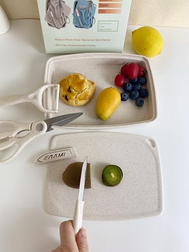 ZeQi 5-in-1 Cutting Board, Knife, Peeler, Scissors and Tray Set/Travel, Camping/Outdoor, Dorms/Small Cutting Boards/BPA Free/Dishwasher Safe - Image 2