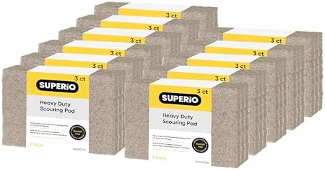 Natural Scouring Pad Non-Scratch Sisal Plant Based Scrubber Cleaning Scrub Pads, Eco-Friendly Reusable Kitchen Scrubbing Pad Pack of 33, by Superio by Superio
