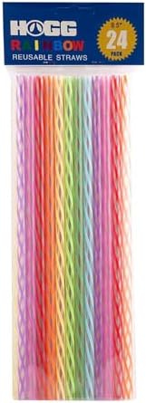 24-Pack, Reusable Straws - Rainbow, Plastic Straws Reusable, BPA Free, Dishwasher Safe, Multicolor, Replacement for Tumblers, Fits 20oz 30oz 40oz - Image 2