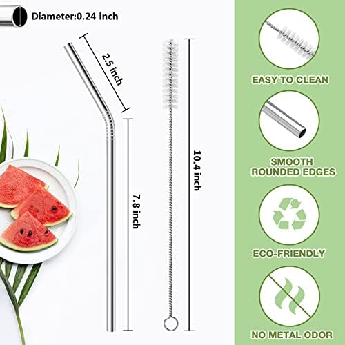Besteek Home 6 Pcs Reusable Stainless Steel Metal Straws & Cleaning Brush - Image 4