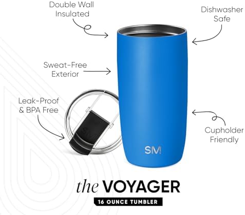 Simple Modern Travel Coffee Mug with Lid | 16oz | Blue - Image 2